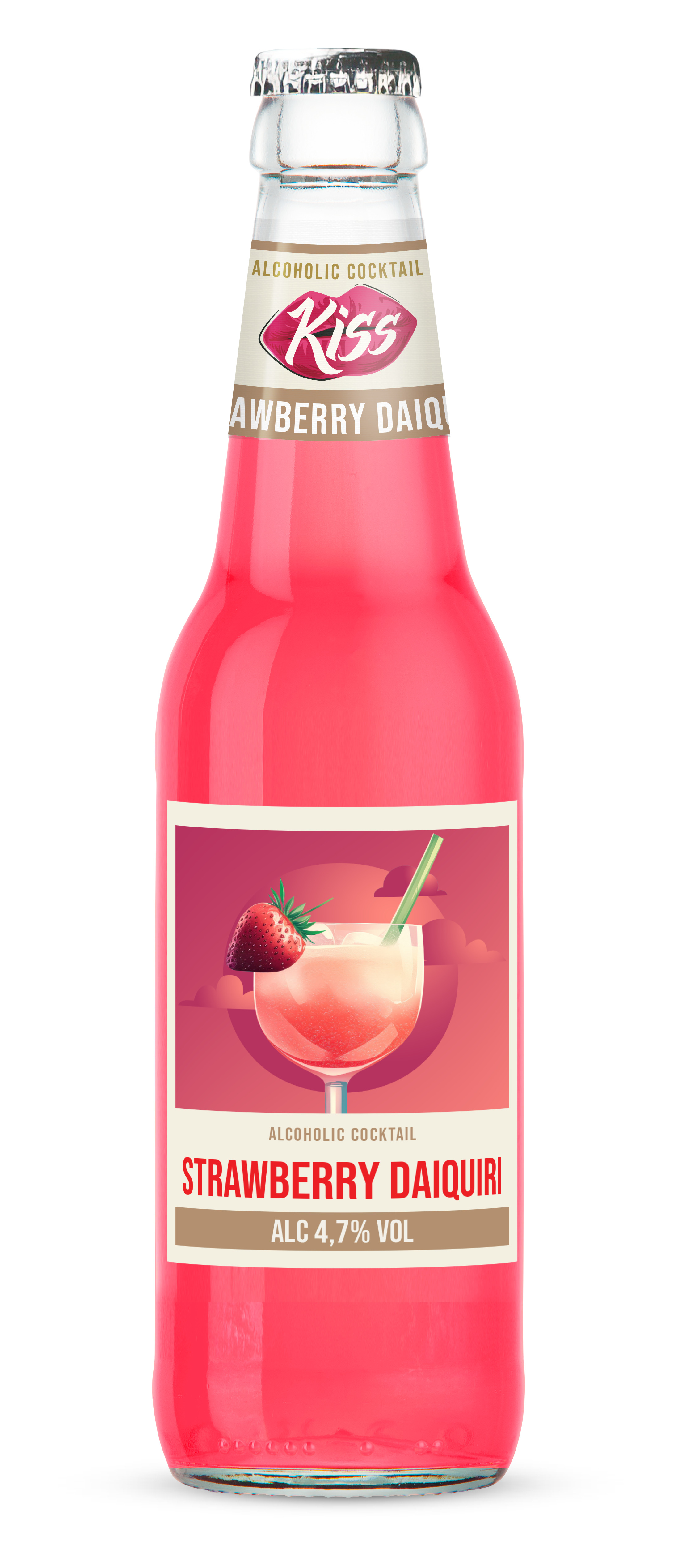 Alk. kokt. Strawberry 4.7% 0.33l, Kiss