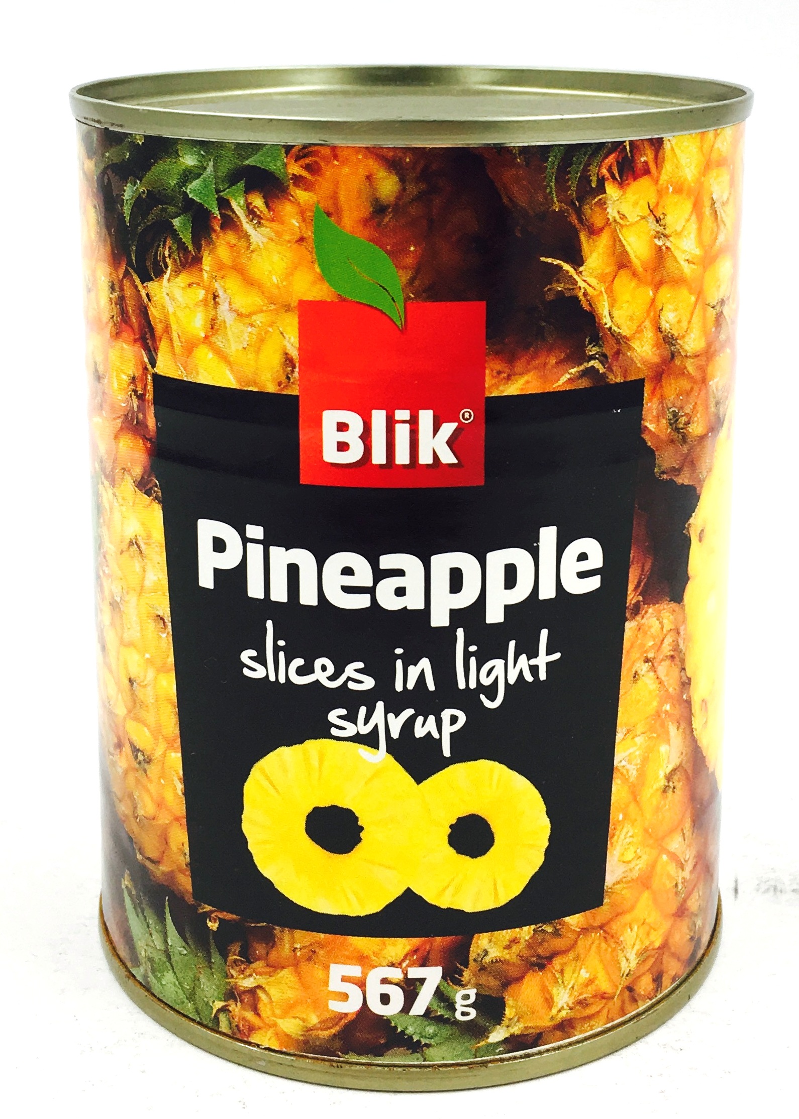 Ananasi sīrupā šķēlēs 565g (340g), Blik