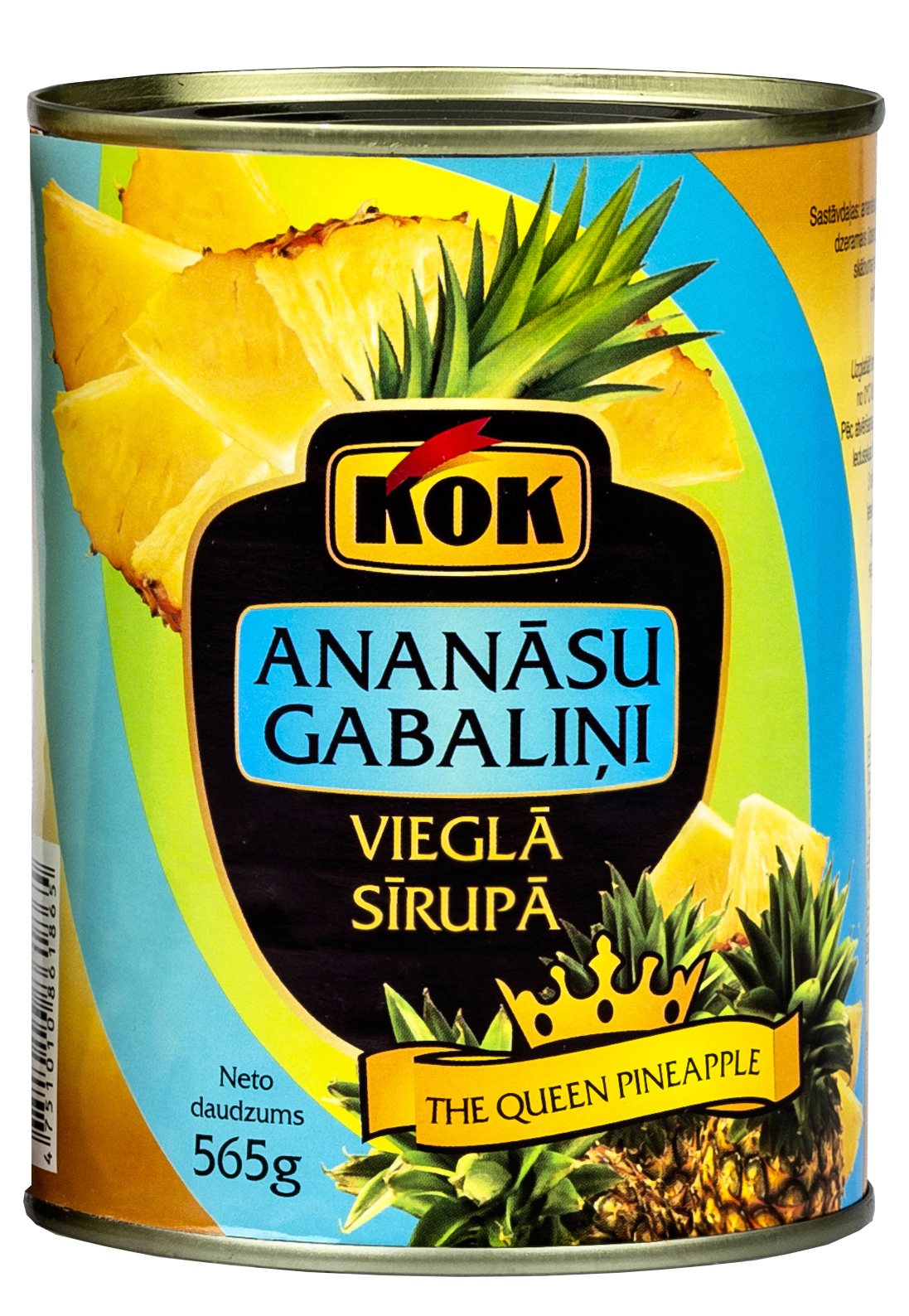 Ananasu gabaliņi vieglā sīrupā 565g (300g), KOK