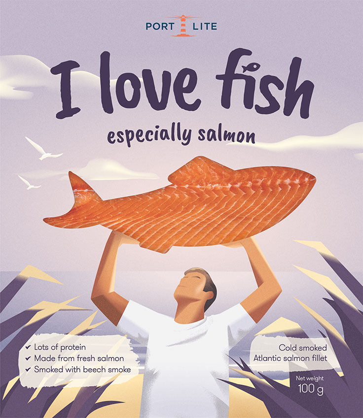 Atlantijas laša fileja šķēlēs auksti kūpināta I love fish 100g, Portlite