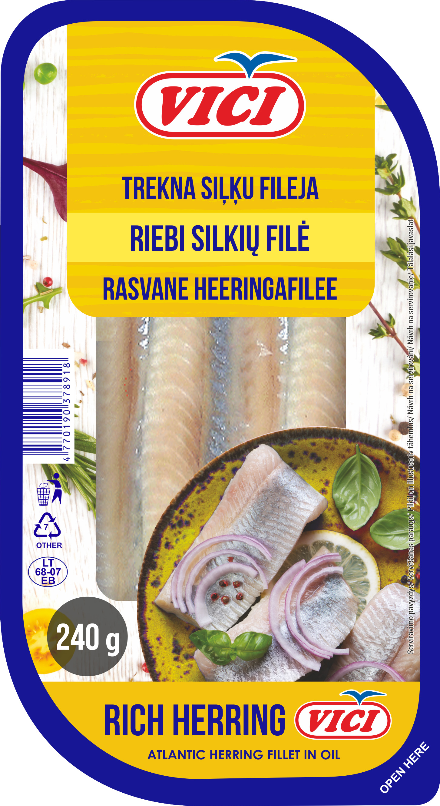 Atlantijas siļķu fileja eļļā Treknā 240g (190g), Viči
