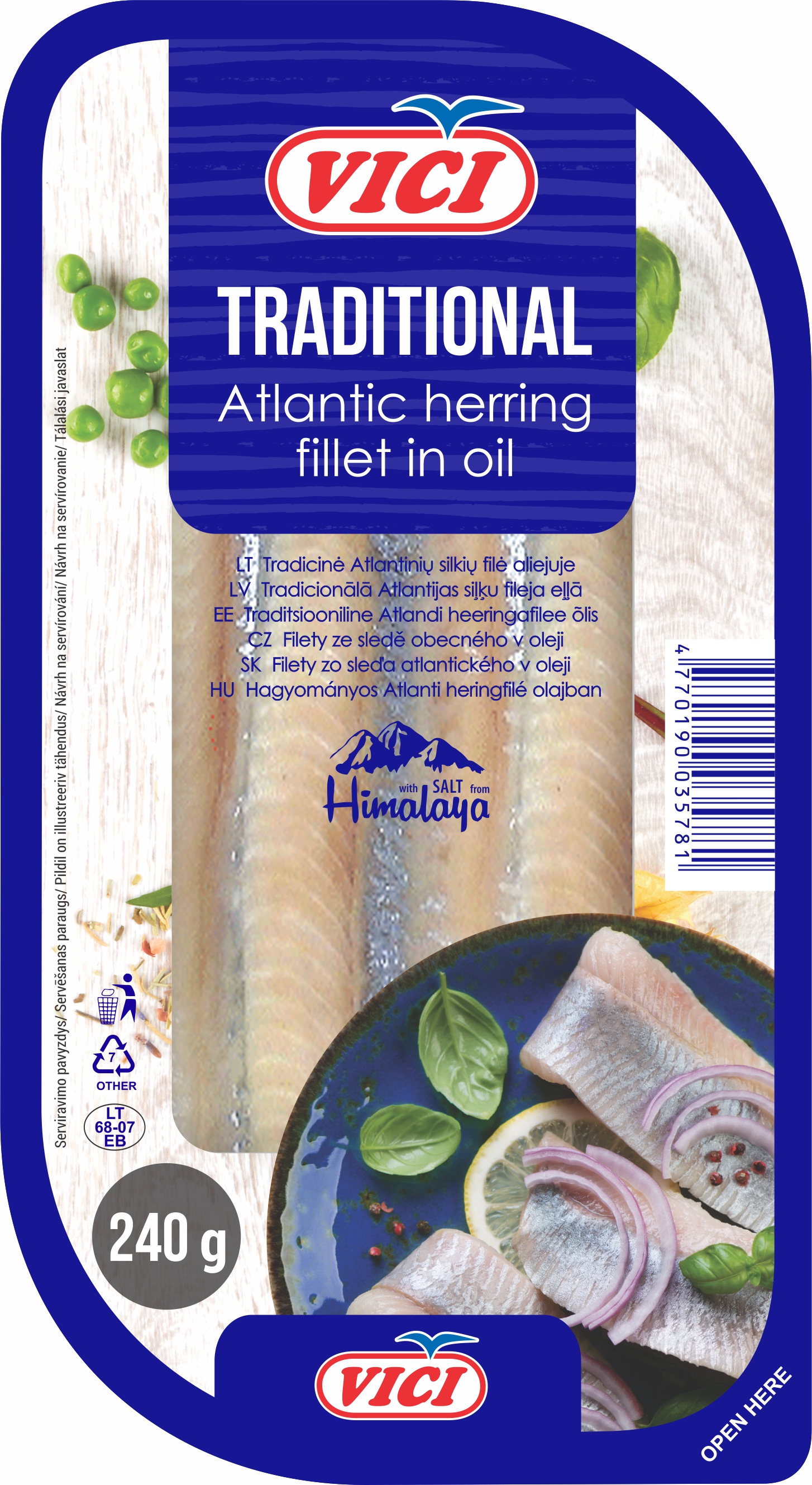 Atlantijas siļķu fileja Tradicionālā 240g (190g), Viči
