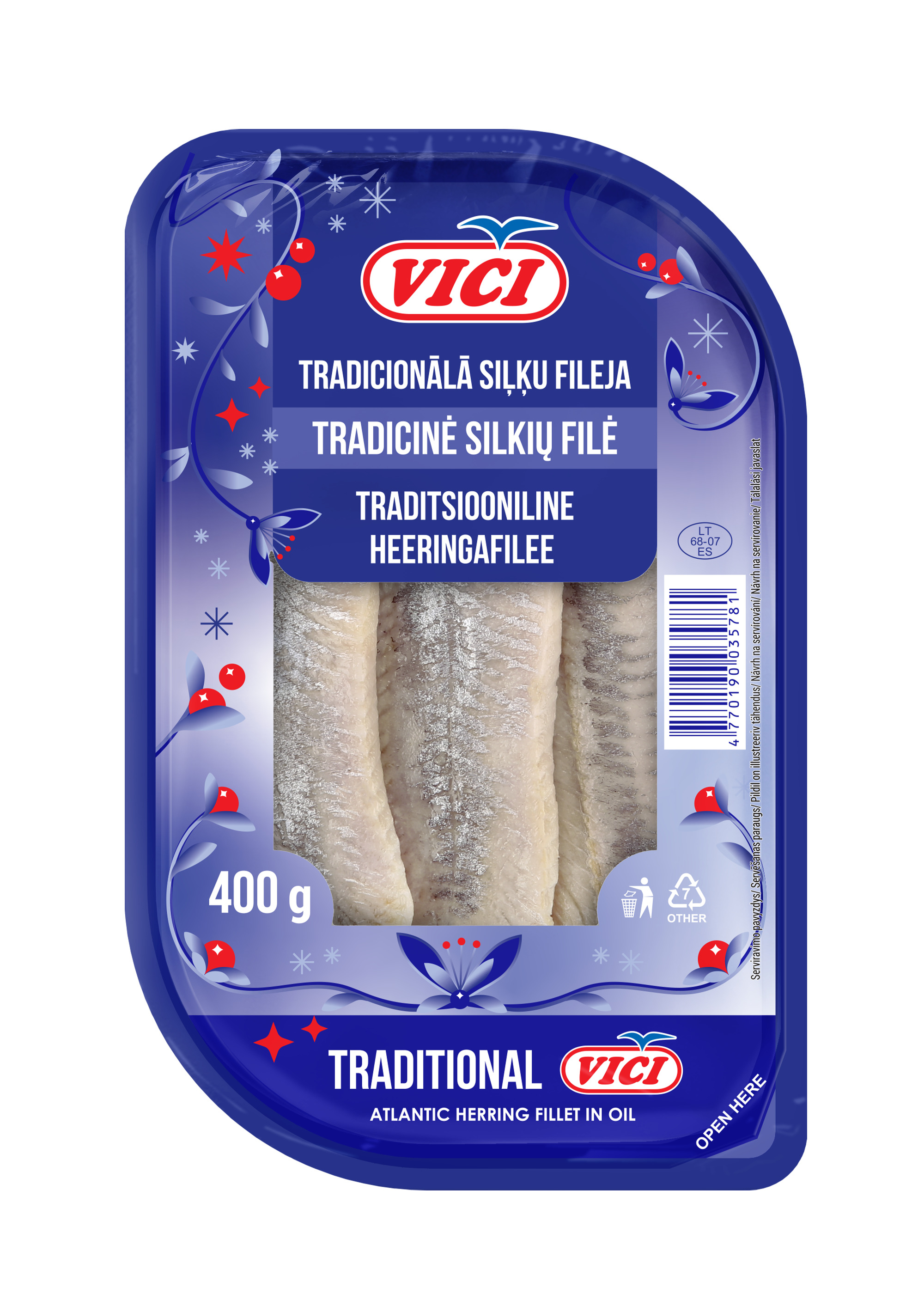 Atlantijas siļķu fileja Tradicionālā 240g (190g), Viči