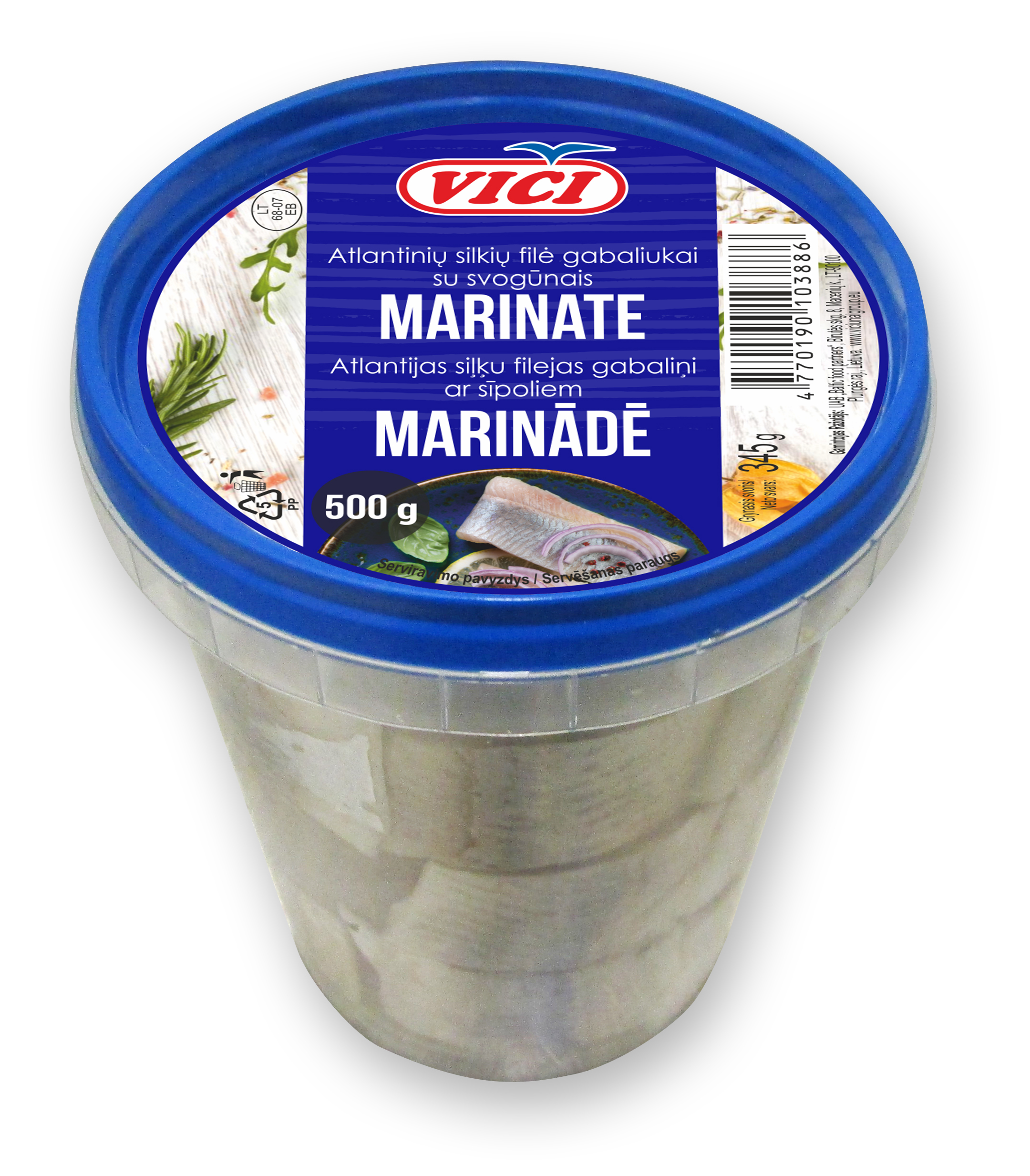 Atlantijas siļķu filejas gab. ar sīpoliem marinādē 500g (345g), Viči
