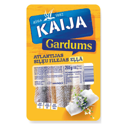 Atlantijas siļķu filejas marinādē, Gardums 250g (188g), Kaija