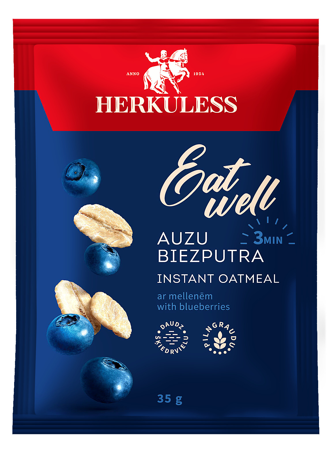 Ātri pagatavojamā auzu biezputra melleņu 35g, Herkuless