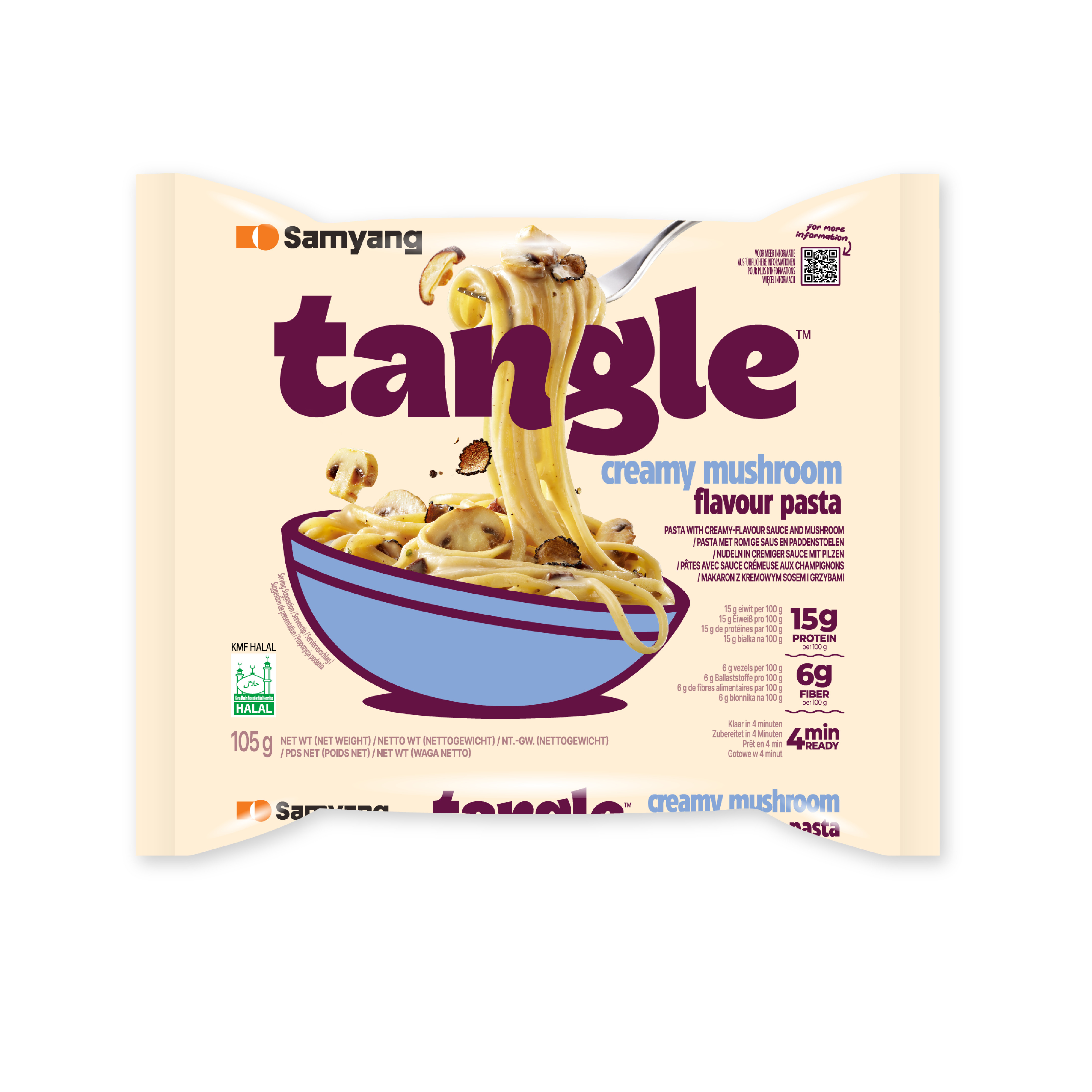 Ātri pagatavojamā pasta ar krēmīgo sēņu garšu 105g, Tangle