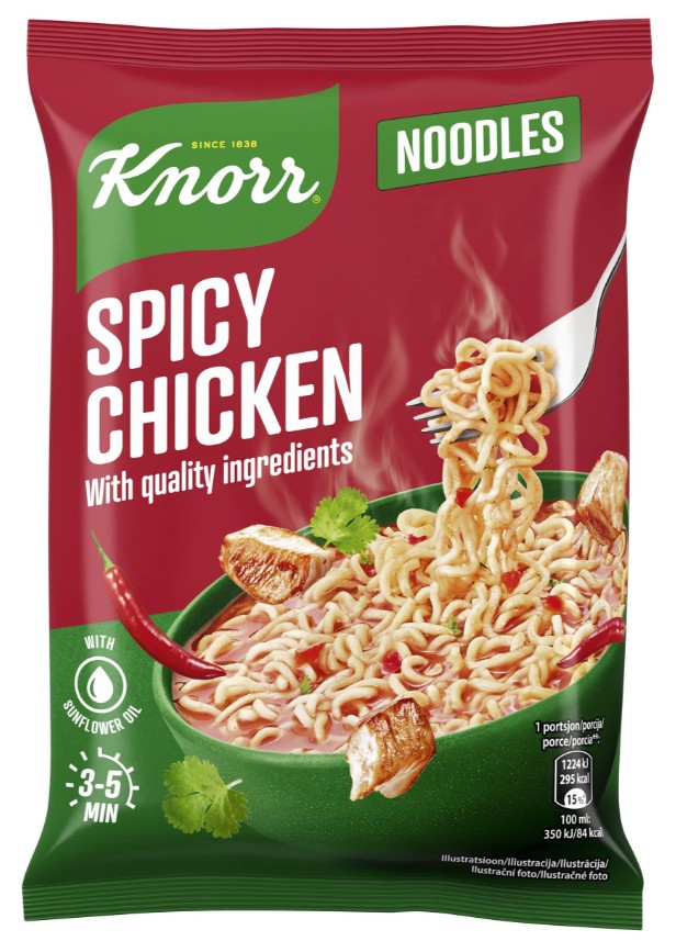 Ātri pagatavojamās nūdeles ar ar vistas garšu saldskābā mērcē Ramen 65g, Knorr