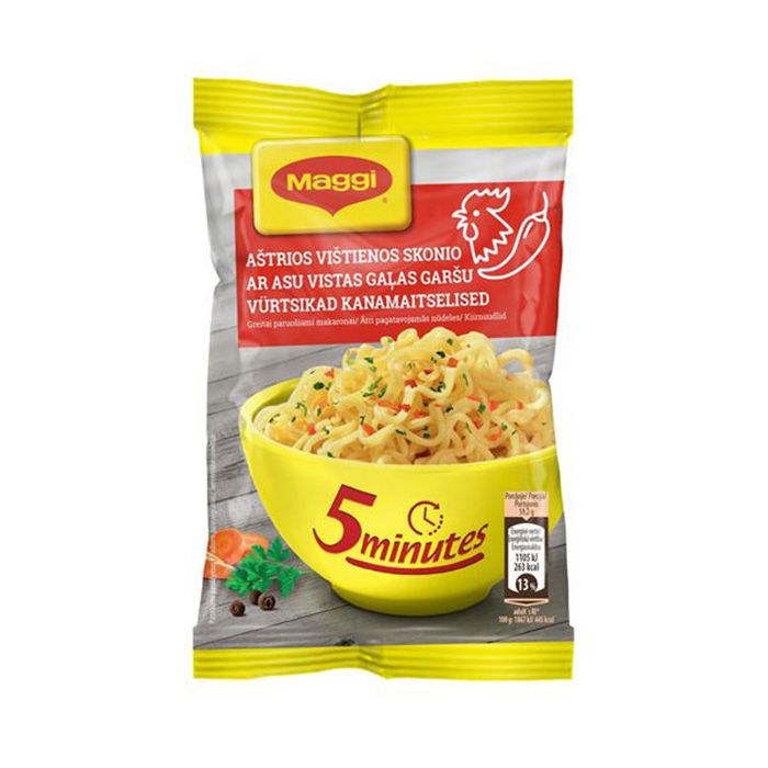 Ātri pagatavojamās nūdeles ar asu vistas gaļas garšu 59.2g, Maggi