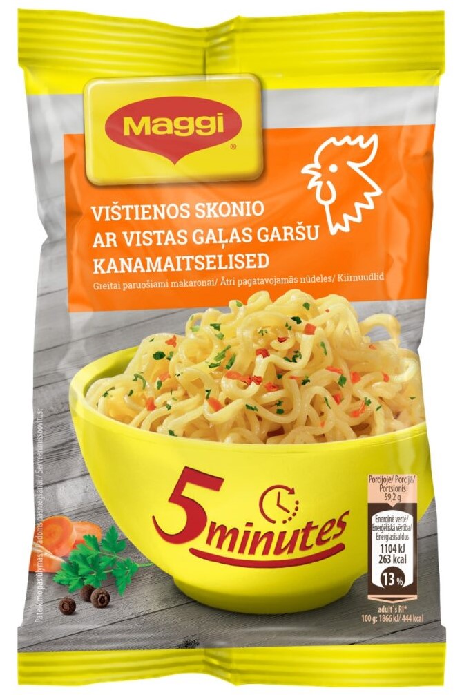 Ātri pagatavojamās nūdeles ar vistas gaļas garšu 59.2g, Maggi