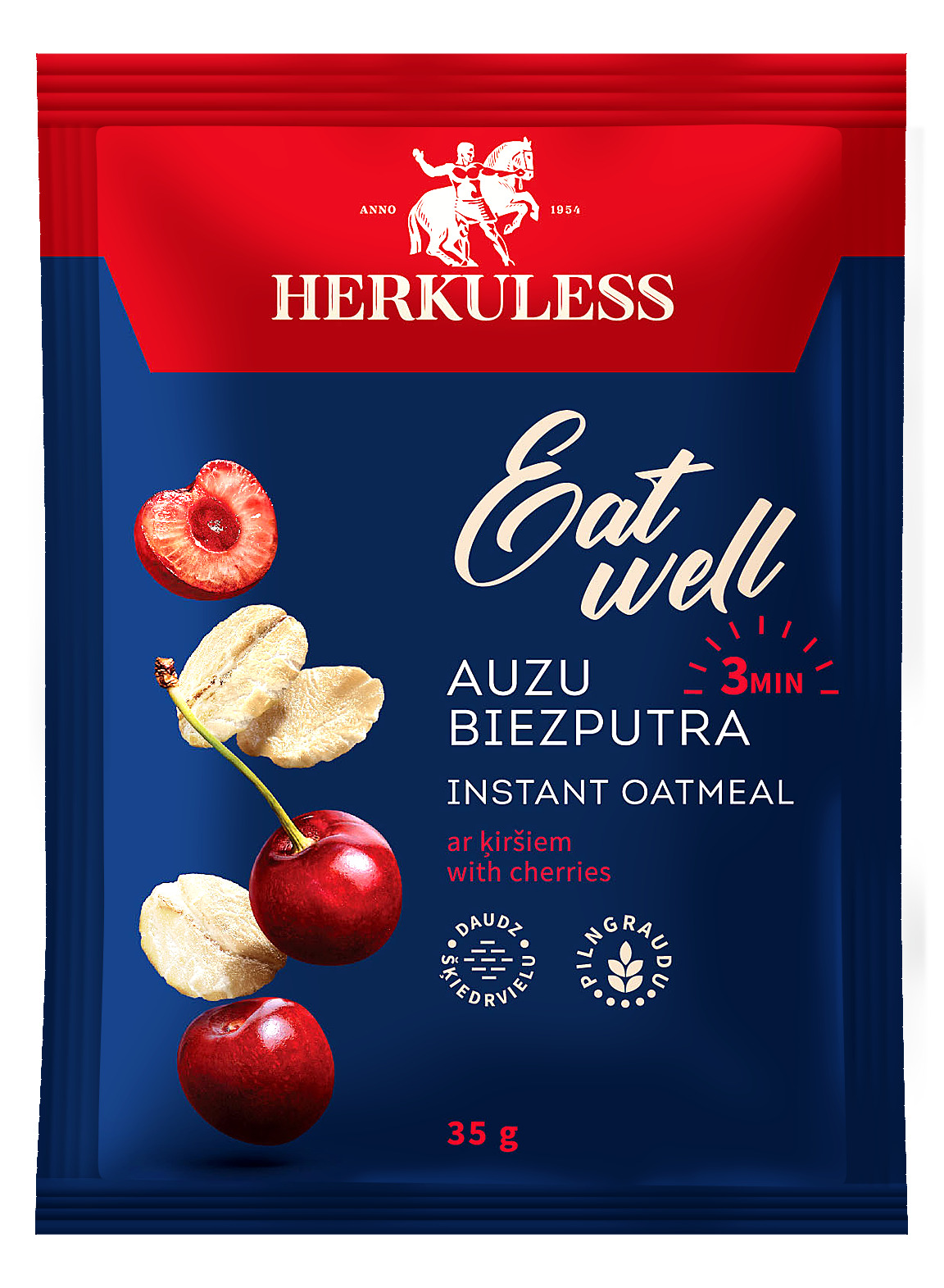 Ātri vārāmā auzu biezputra ķiršu 35g, Herkuless