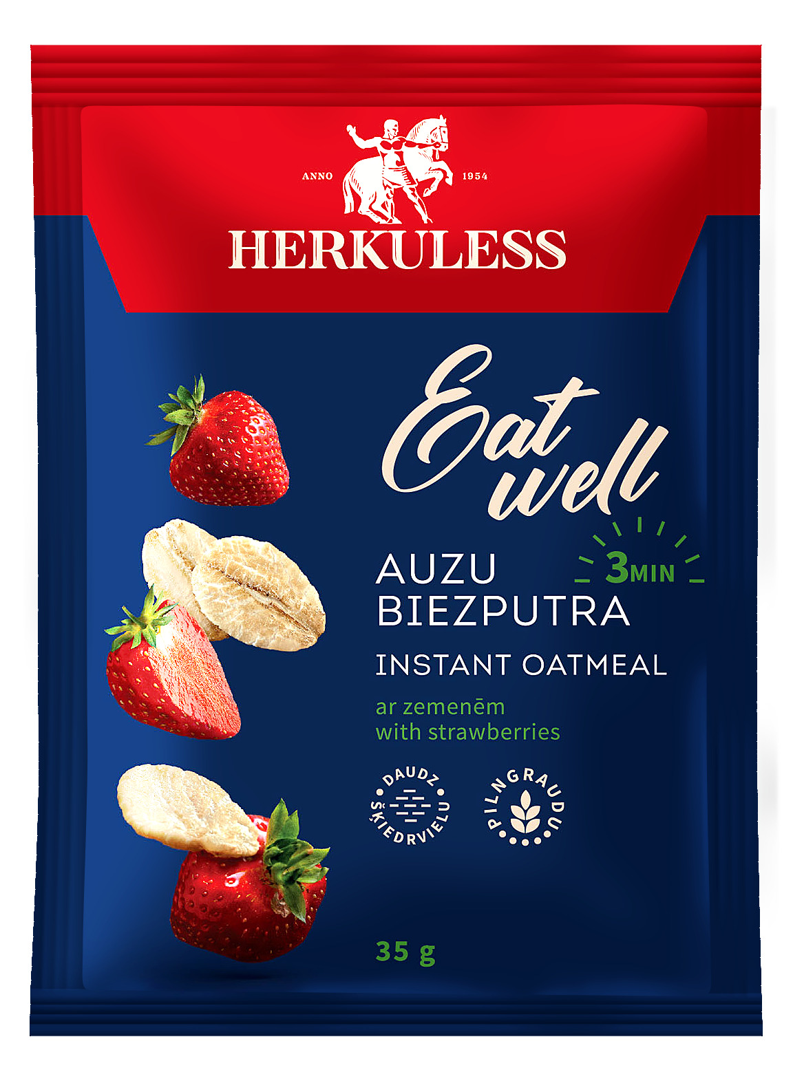 Ātri vārāmā auzu biezputra zemeņu 35g, Herkuless