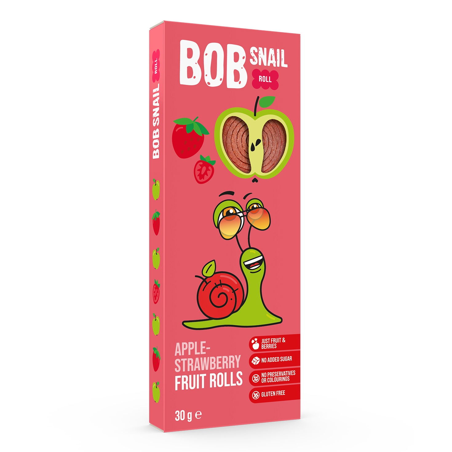 Augļu rullīši ābolu - zemeņu 30g, Bob Snail