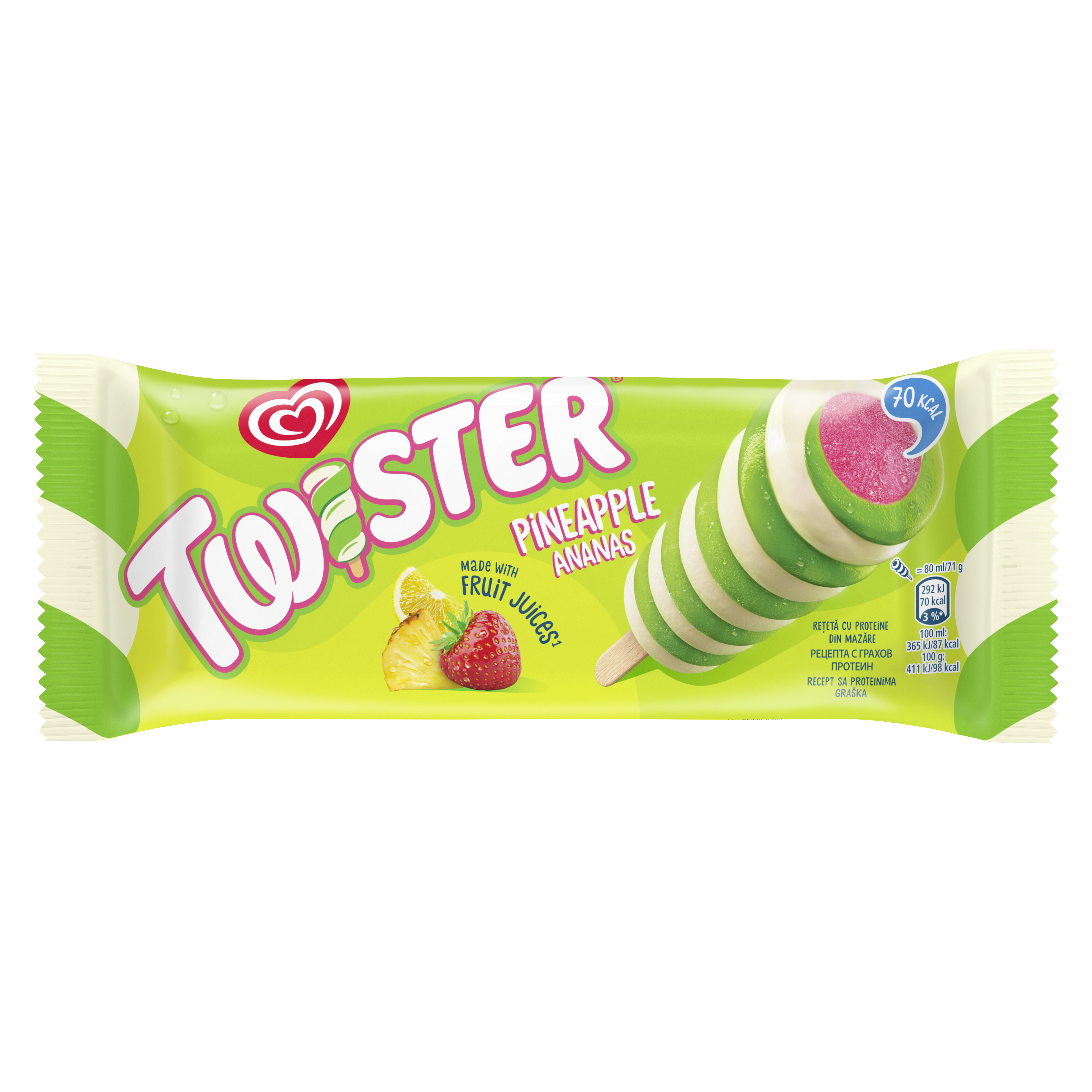 Augļu sulas saldējums Green ananāsu 80ml/ 71g, Twister