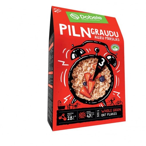 Auzu pārslas pilngraudu 500g, Dobele