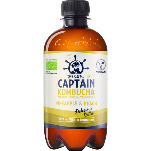B/a dzēriens ar ananāsu un persiku garšu Combucha 400ml, The Gutsy Captain