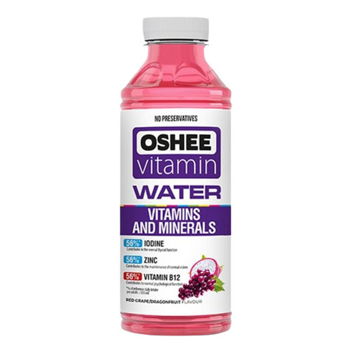 B/a gāzēts dzēr. ar vitam. Oshee Vitamin H2O ar sarkano vīnogu un pūķa augļu arom. 0.555l PET