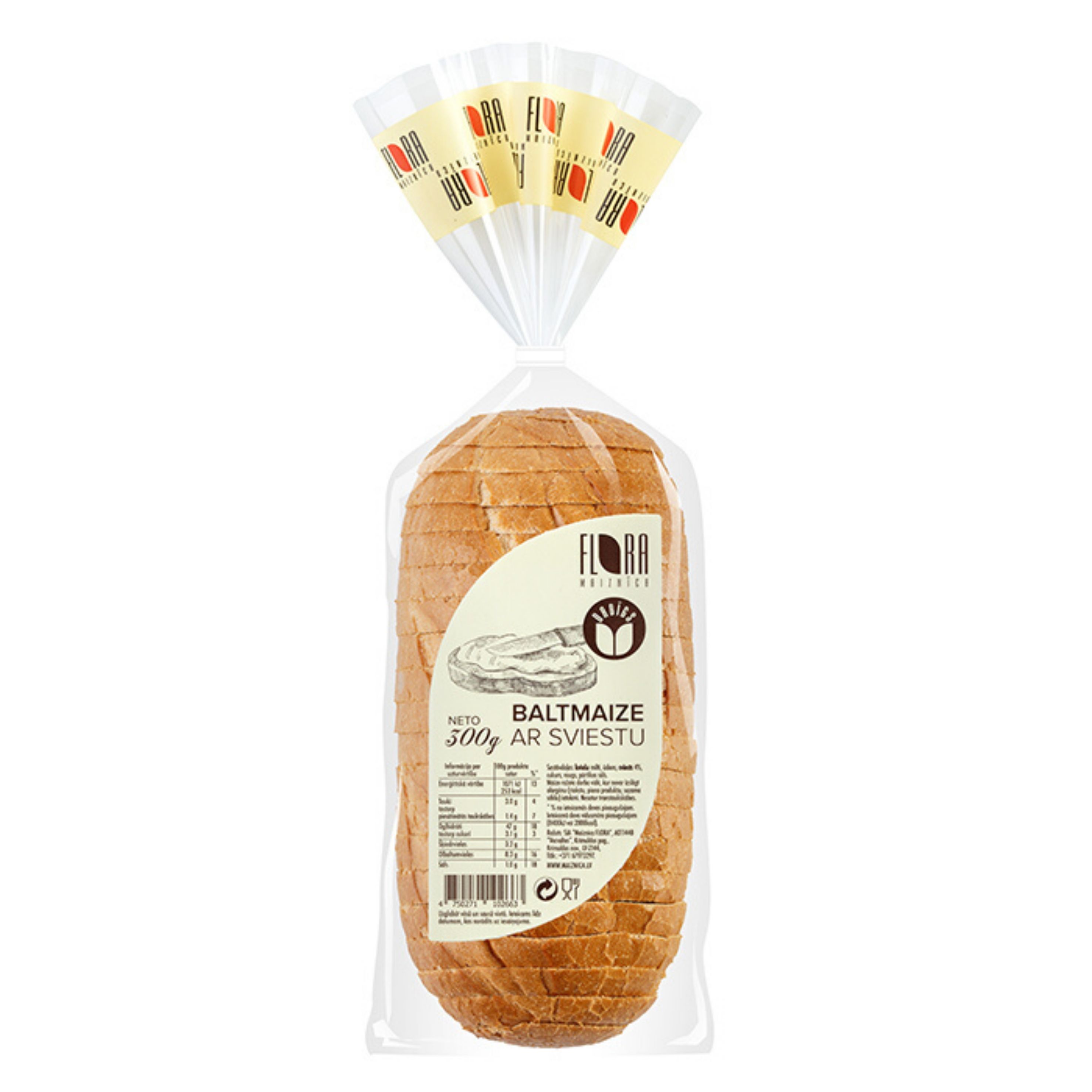 Baltmaize ar sviestu, sagriezta 300g, Flora Maiznīca