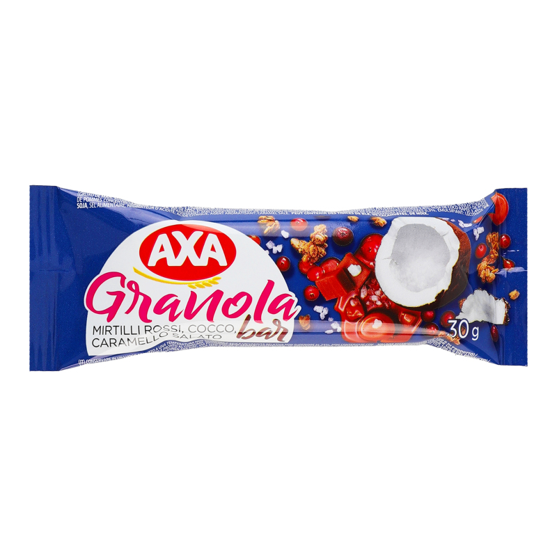 Batoniņš musli ar dzēvenēm, kokosriekstu un sāļās karameles garšu 30g, Axa
