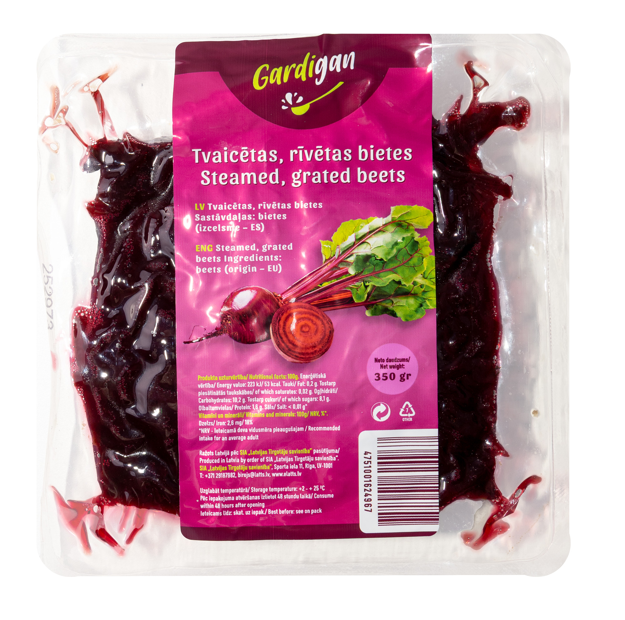 Bietes tvaicētas rīvētas 350g, Gardi gan