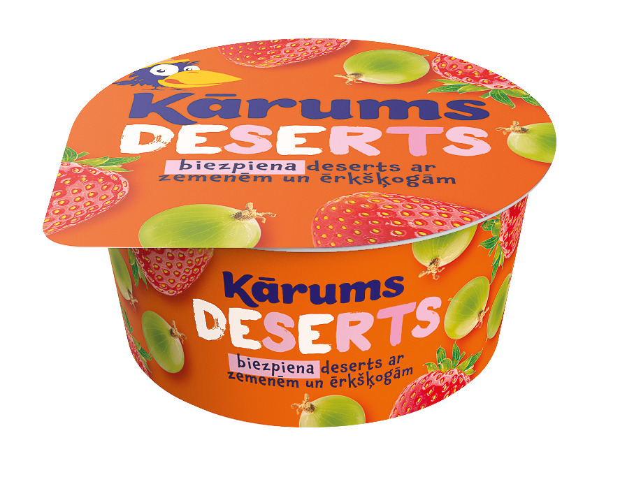Biezpiena deserts ar zemenēm un ērkšķogām 140g, Kārums