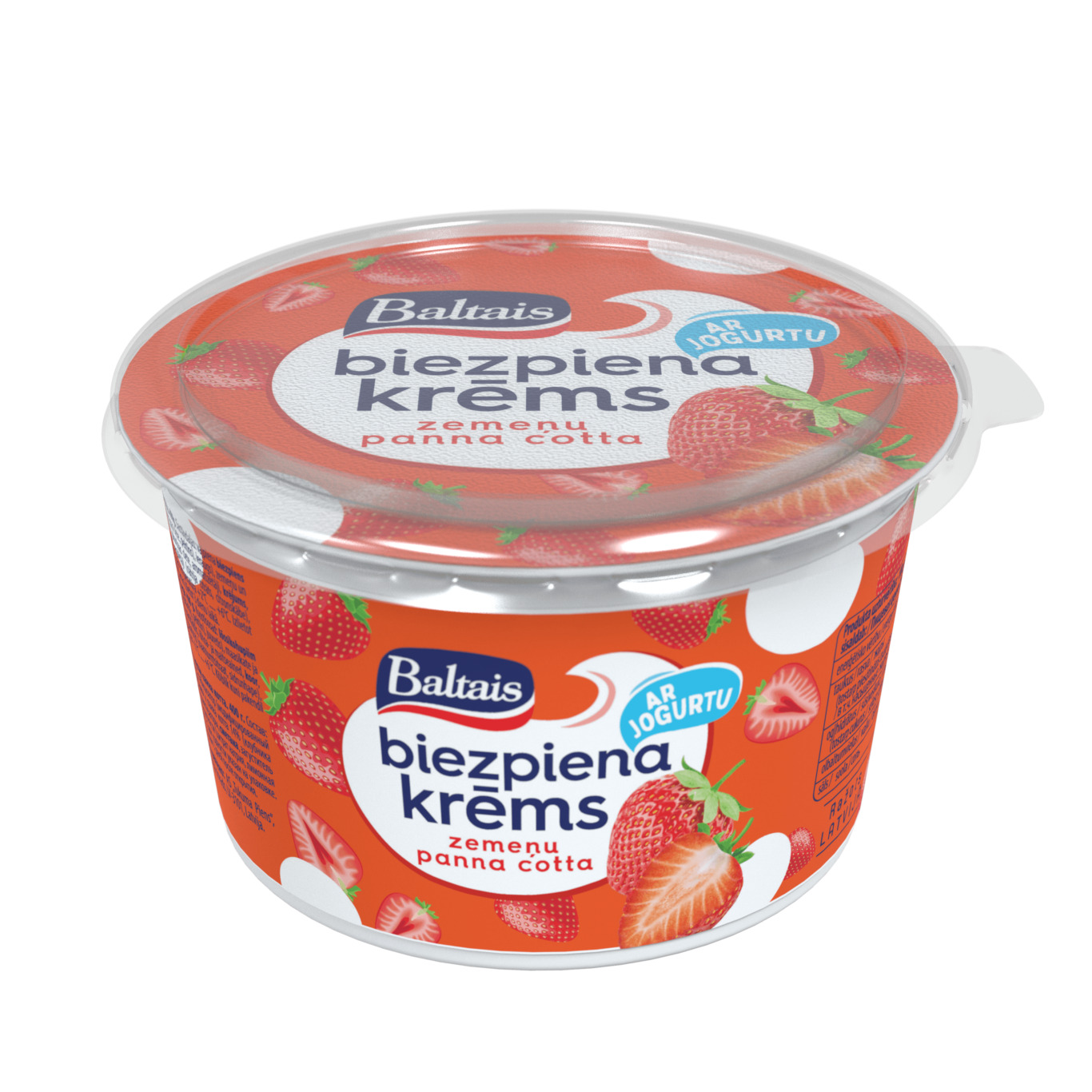 Biezpiena krēms Zemeņu Panna Cotta 400g, Baltais