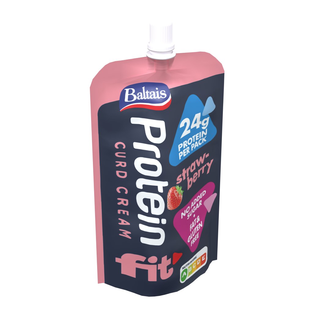 Biezpiena krēms zemeņu Protein 200g stāvpaka, Baltais