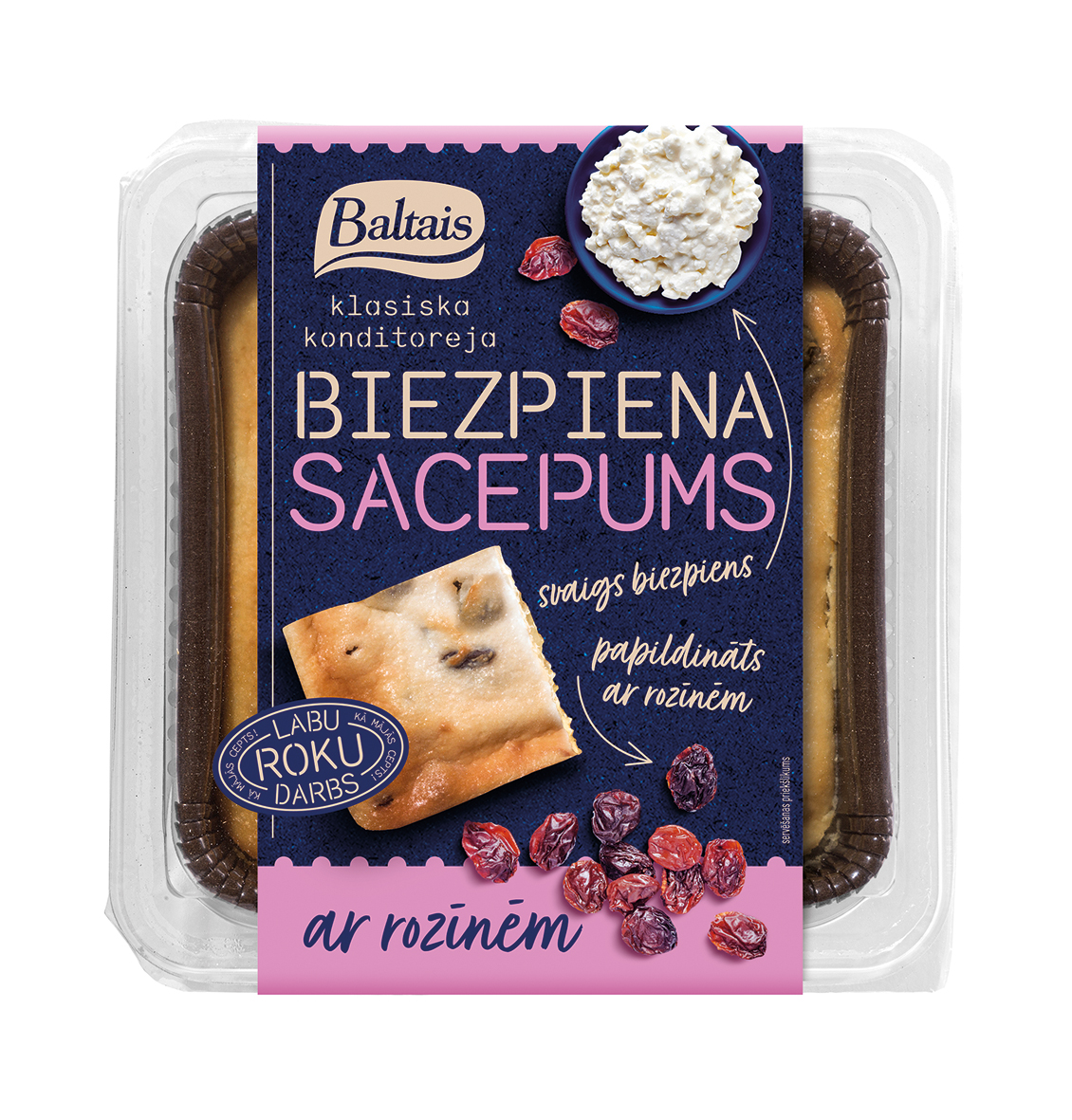 Biezpiena sacepums ar rozīnēm 250g, Baltais