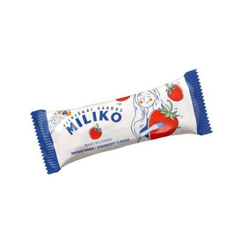 Biezpiena sieriņš glazēts ar zemeņu garšu 35g, Miliko