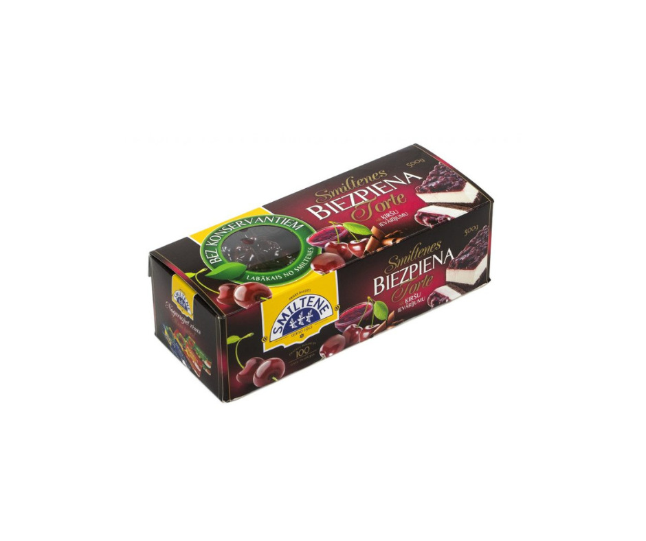 Biezpiena torte ar ķiršu ievārījumu 500g, Smiltene