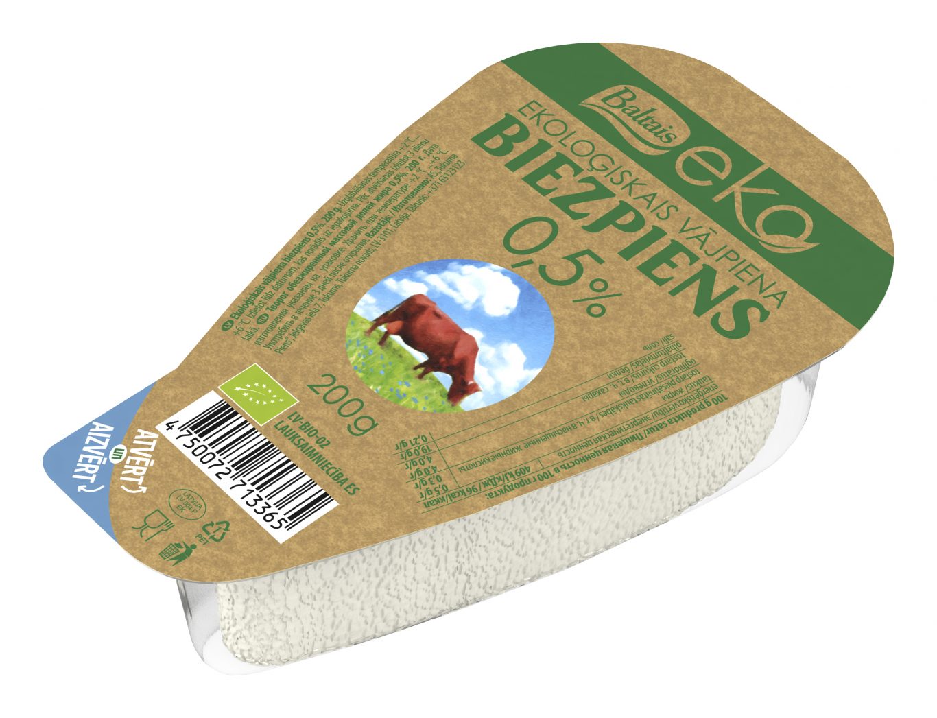 Biezpiens vājpiena Eko 0.5% 200g, Baltais