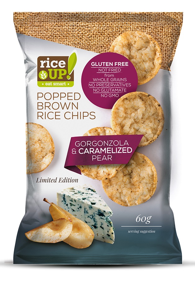 Bruno rīsu čipsi ar gorgonzolas un karamelizētu bumbieru garšu 60g
