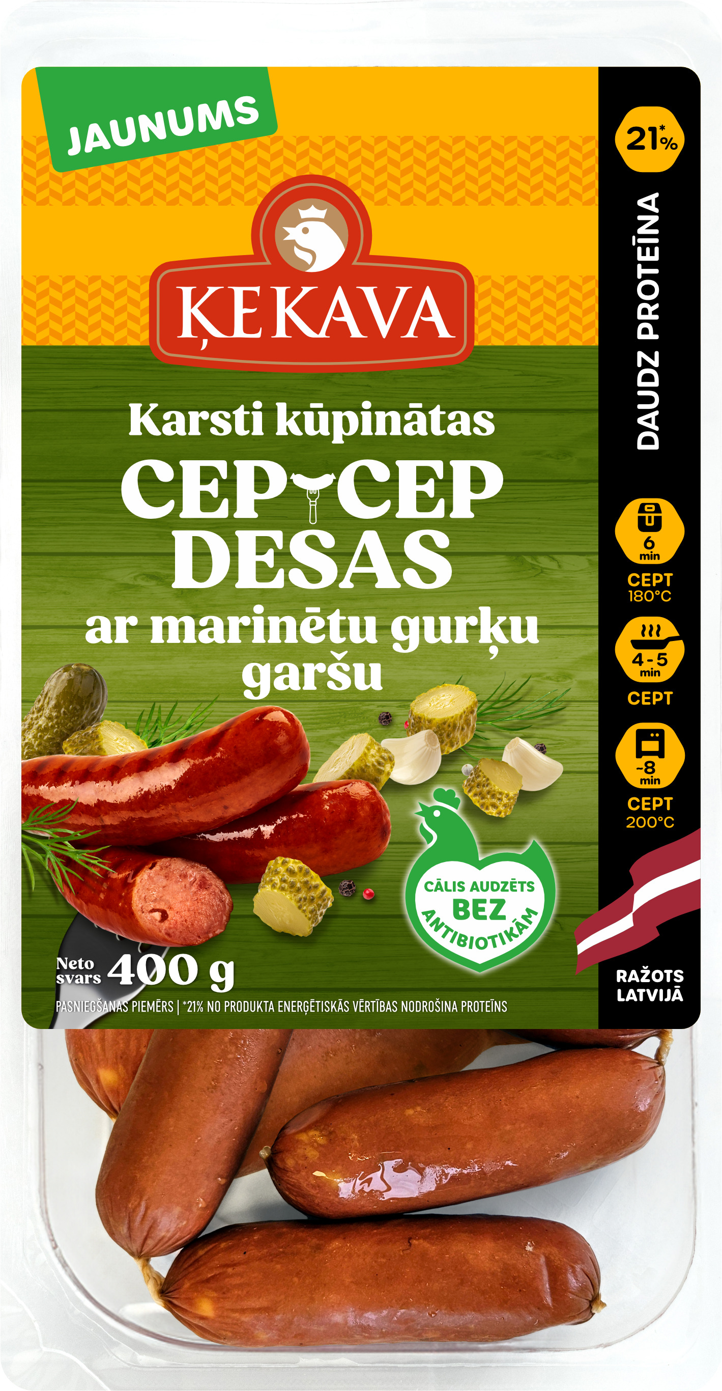 Cāļa Cep-Cep k/k desas ar marinētu gurķu garšu, a/atm, 0.4kg, Ķekava
