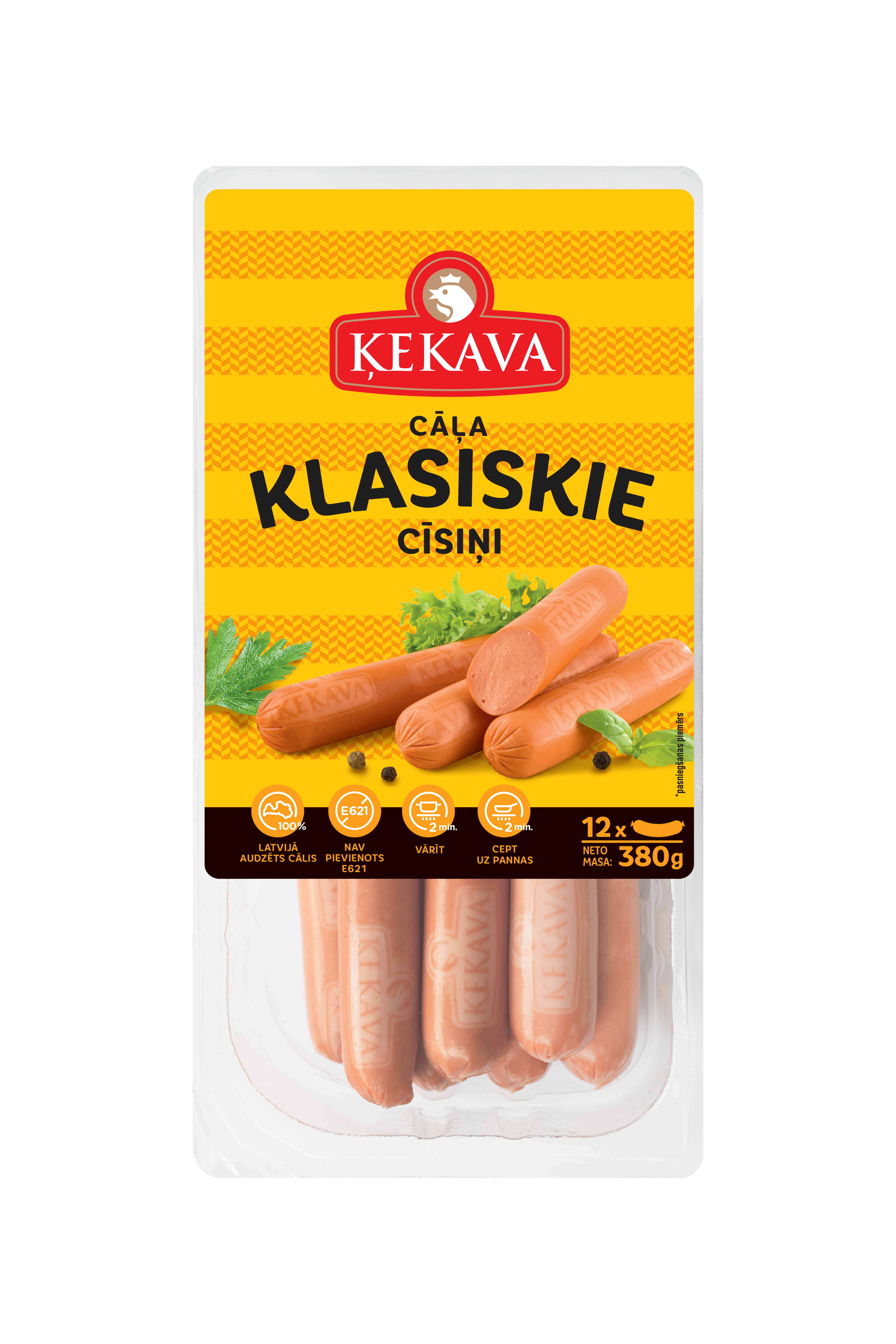Cāļa cīsiņi klasiskie 380g, PF Ķekava
