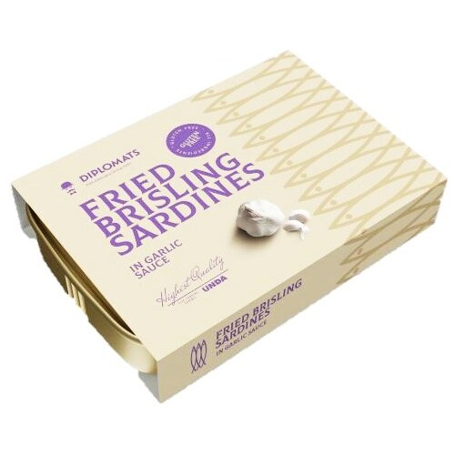 Ceptas Brisling sardīnes ķiploku mērcē Diplomats 100g (70g), Unda