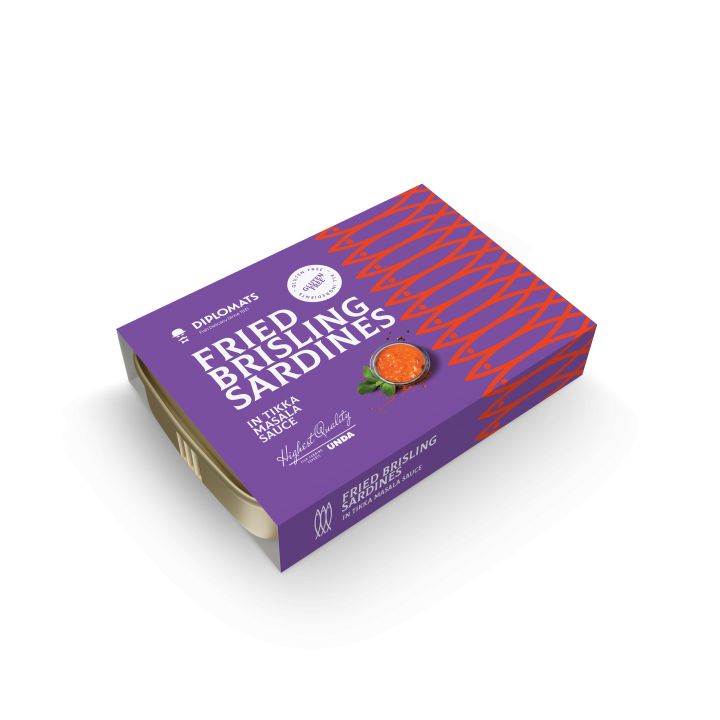 Ceptas Brisling sardīnes Tikka Masala mērcē Diplomats 100g, Unda