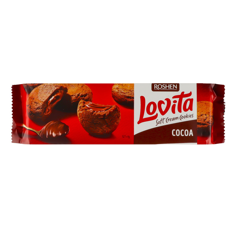 Cepumi ar kakao krēma pild. Lovita Soft 127g, Roshen