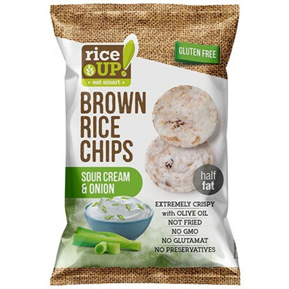 Čipsi brūno rīsu ar krējumu un sīpoliem 60g, Rice Up