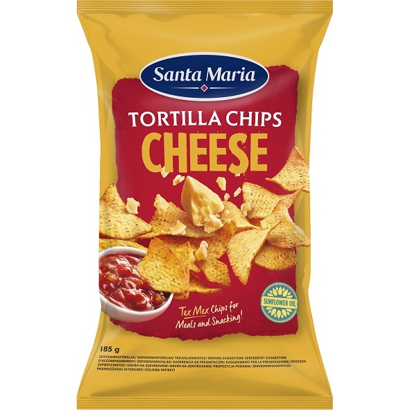 Čipsi kukurūzas ar sieru 185g, Santa Maria