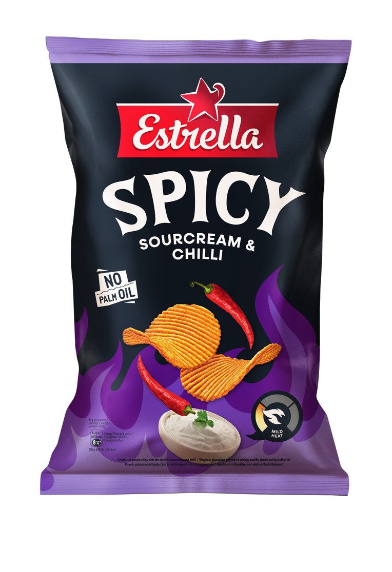 Čipsi Sourcream and Chili 115g, Estrella