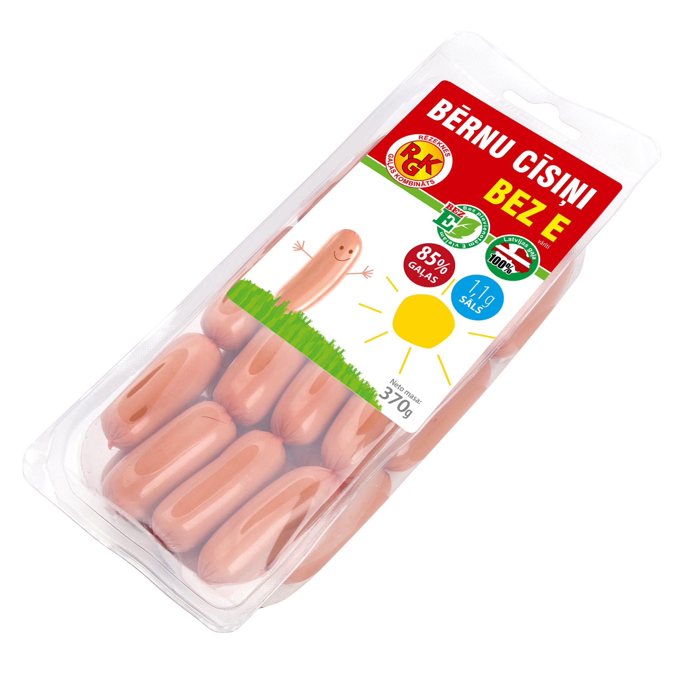 Cīsiņi Bērnu bez E (vārīti) 370g, RGK