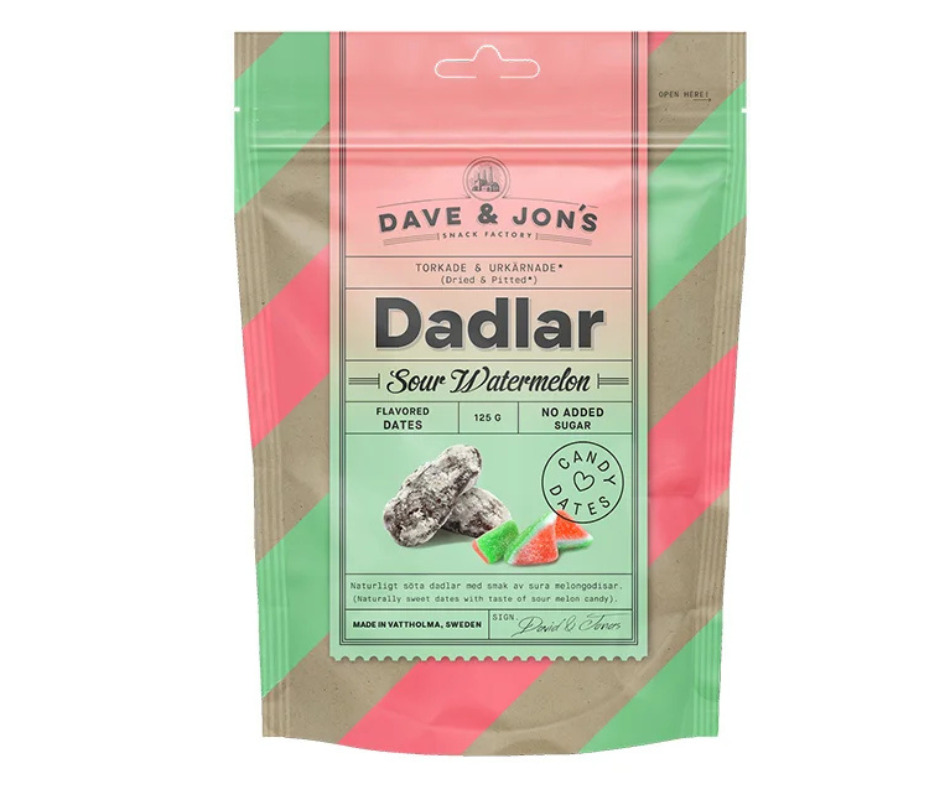 Daletes bez kauliņiem Sour Watermelon 125g, Dave  and  Jon's