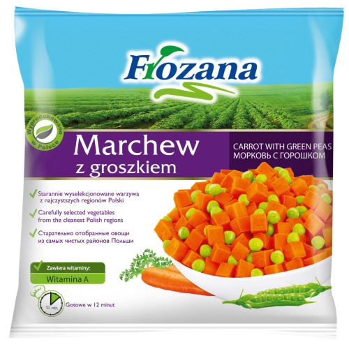Dārzeņu maisījums Zirnīši un burkāni, saldēti 400g, Frozana