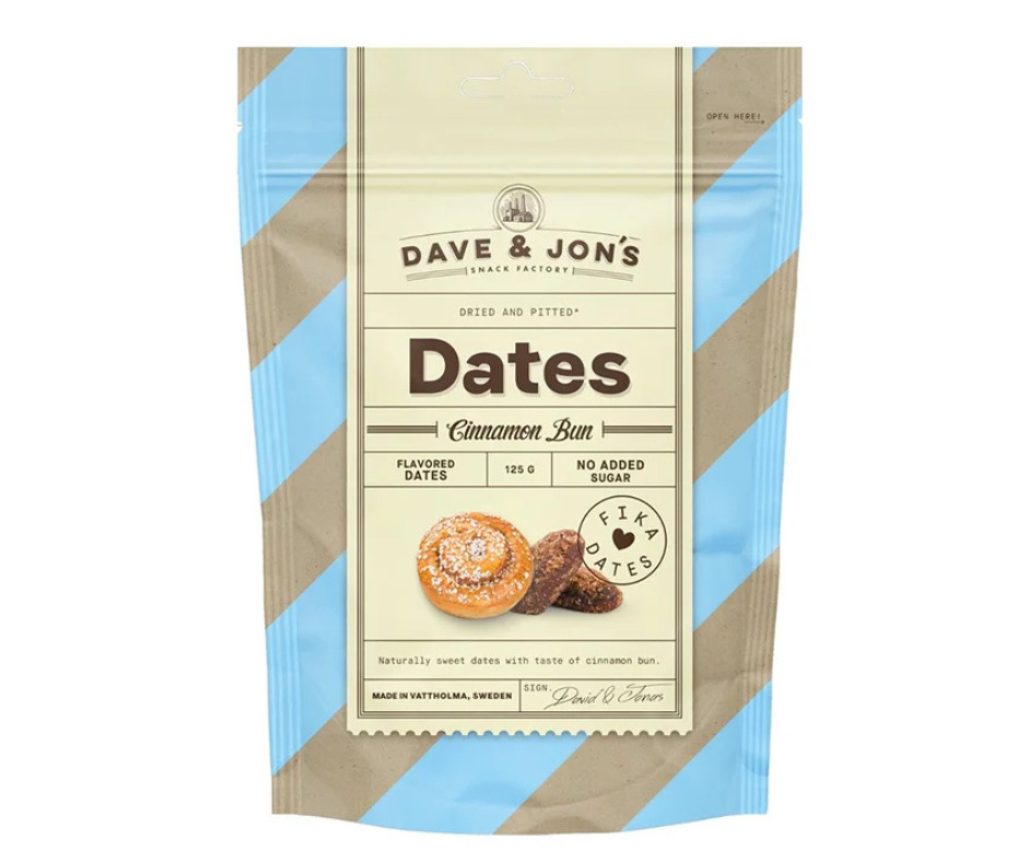 Dateles ar garšu Cinnamon Bun 125g, Dave  and  Jon's