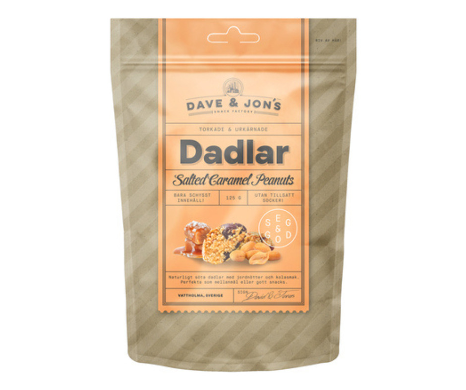 Dateles ar garšu Salted Caramel Peanuts 125g, Dave  and  Jon's