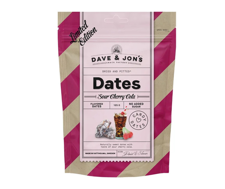 Dateles ar garšu Sour Cherry Cola 125g, Dave  and  Jon's