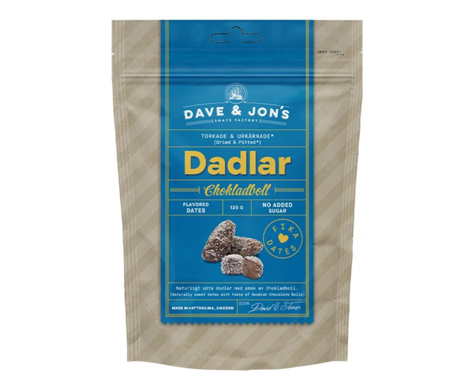 Dateles Chocolate balls 125g, Dave  and  Jon's