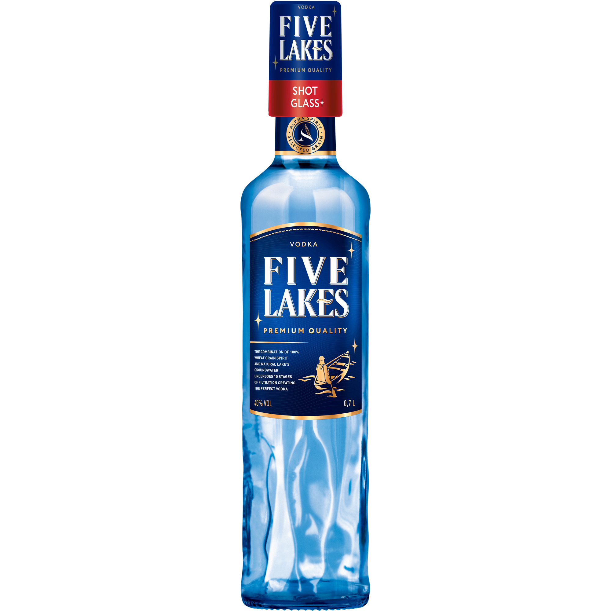 Degvīns Five Lakes Premium + glāzīte 40% 0.7l