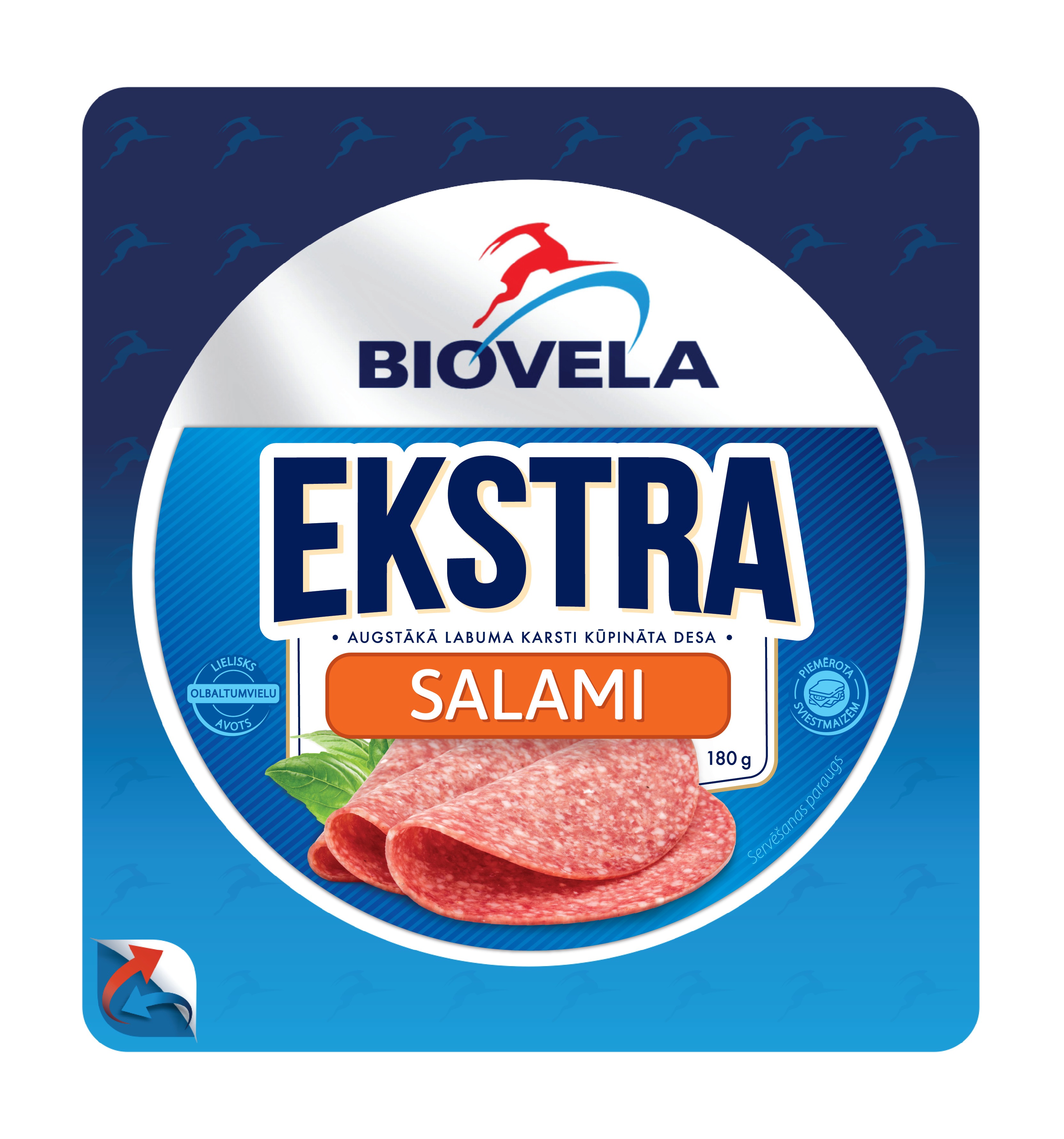 Desa karsti kūpināta Salami Ekstra šķēlēs 180g, Biovela