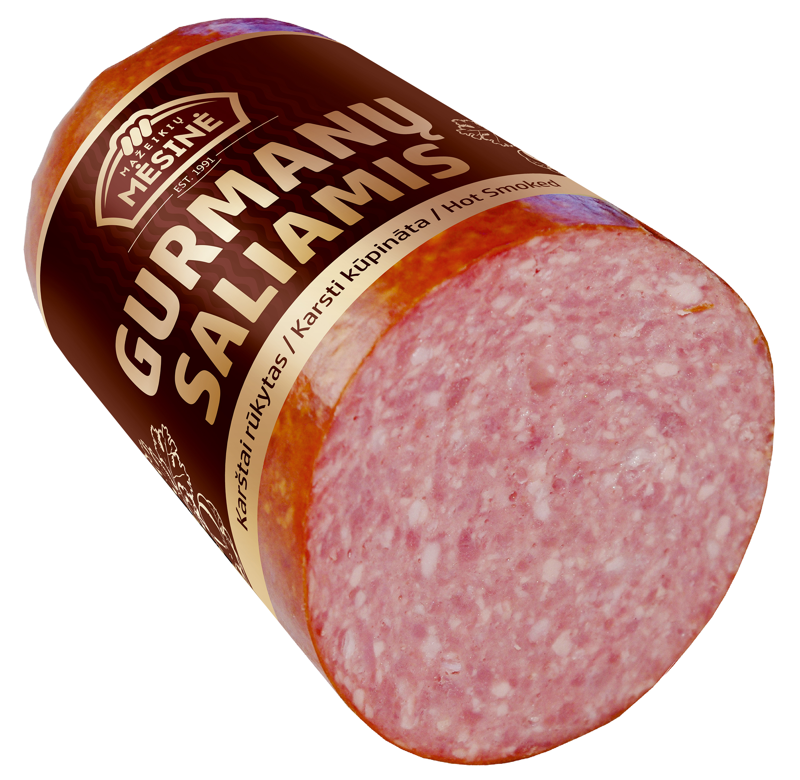 Desa karsti kūpināta salami Gurmanu, sverama